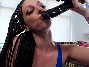 Jada Stevens On Camsoda Engages In Anal Play With Dildo And Masturbation On Sofa Featuring Squirting And Fishnets