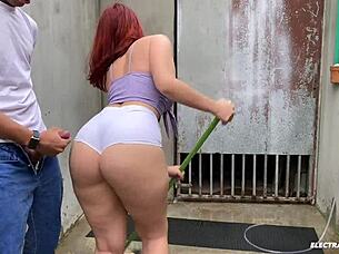 This naughty maid was twerking to provoke me and drive me crazy.