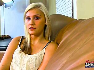 Horny blonde coeds Bailey and Olyssia suck and share cock for pounding