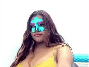 omg this brunette student is groping her big tits so seductively before exams 😍