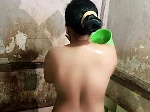 mandi sambil colmek di kamar mandi with natural tits and hairy pussy