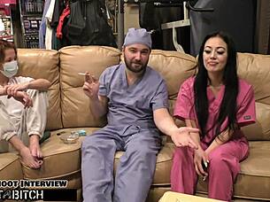 hey, wanna become a nurse? watch blaire celeste get blasted with jizz in this wild behind-the-scenes deepthroat session!