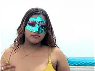 omg this brunette student is groping her big tits so seductively before exams 😍