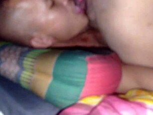 I give her my cock to suck and lick her pussy in 69 position.