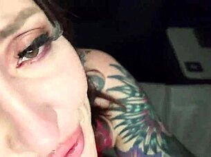 twerking elle dives into wild threesome with big cocks pounding her in la. intense squirting and creampie action follows.