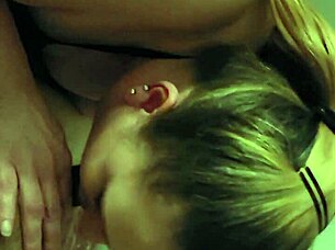 slutty blonde wife pushes her deepthroat limits with big tits blowjob and dirty talk