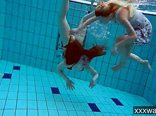 hot russian girls swimming in the pool