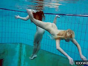 hot russian girls swimming in the pool