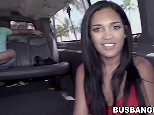 i uh, alina belle, young latina with natural tits, i'm fucking wildly in a car outdoors