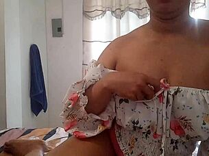 horny brunette indulges in wet squirting orgasm with dildo toy in tight pussy solo masturbation