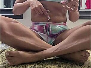 I feel excited changing my bellybutton ring to a stiletto charm in the bathroom with bare feet and heels.