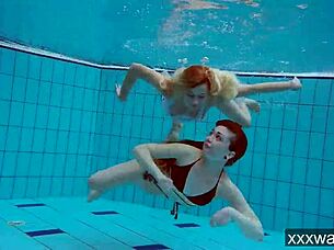 hot russian girls swimming in the pool