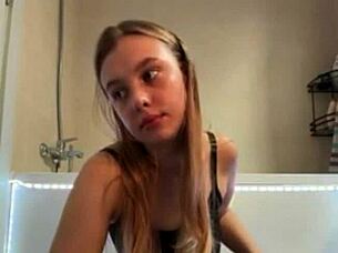 Crazy Amateur Teen Masturbates with Natural Tits in Wet Shower