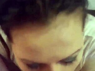 Slut Amateur Wife with Big Tits Gives Deepthroat Blowjob at Home