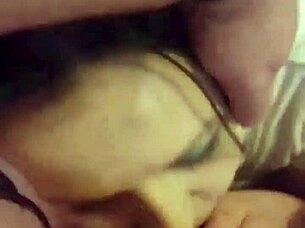 Slut Amateur Wife with Big Tits Gives Deepthroat Blowjob at Home