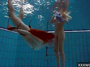 hot russian girls swimming in the pool