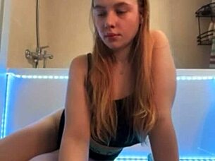 Crazy Amateur Teen Masturbates with Natural Tits in Wet Shower
