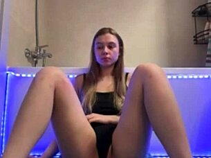 Crazy Amateur Teen Masturbates with Natural Tits in Wet Shower