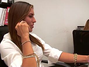 Oh man, instead of workin', Rilynn Rae and Anastasia Rose dive into taboo lesbian action in the office, lickin' pussies and kissin'!