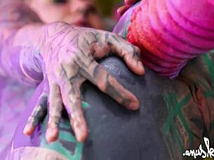 tattooed goth lesbians dive into deep anal toy play with gapes and real orgasms