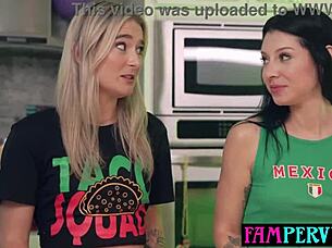 Stepsisters' hot sauce challenge turns into a wild threesome game with stepbro