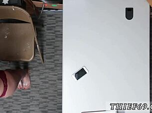 police babe catches petite teen suspect under suspicion of theft in uniform encounter