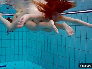 hot russian girls swimming in the pool
