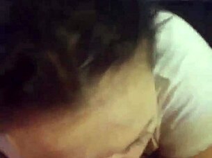 Slut Amateur Wife with Big Tits Gives Deepthroat Blowjob at Home