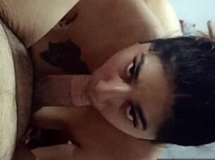 Giving deepthroat blowjob