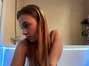 Crazy Amateur Teen Masturbates with Natural Tits in Wet Shower