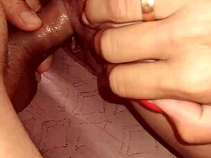 Skinny 35-year-old milf in blue dress enjoys amateur homemade POV action