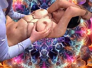 Bold fusion of techno music and orgasmic Japanese sex scenes.