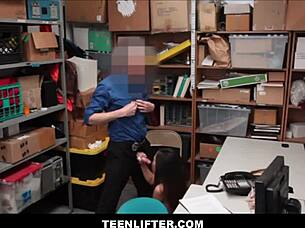 Tiny asian shoplifter aurora winters strip searched and fucked by wrex oliver big cock.