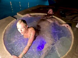 Why is hot blonde Deliah Grace cheating in the hot tub with swingers for steamy sex?