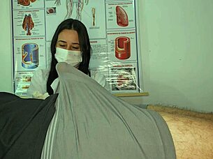 hey nurse, why's this patient's huge cock throbbing right in your face?