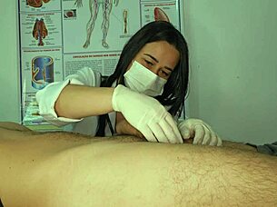 hey nurse, why's this patient's huge cock throbbing right in your face?
