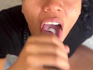 What if this cute brunette best friend surprises you with a deepthroat blowjob and swallows every drop?