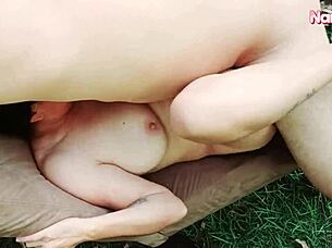 Making Love Outdoors With Hard Fucking And Creampie On Chair?