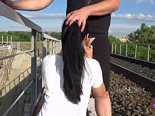 amateur couple tries fucking on train but gets caught