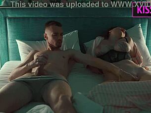 milf cant lie alone on vacation and comes to roommates shared bed for hard sex