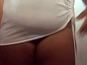 Hey, watch this Brazilian chubby girl with big natural tits and ass strip naked and show everything!