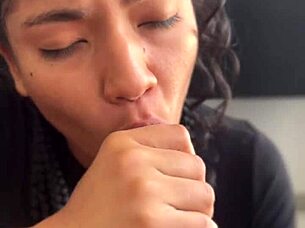 What if this cute brunette best friend surprises you with a deepthroat blowjob and swallows every drop?