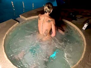 Why is hot blonde Deliah Grace cheating in the hot tub with swingers for steamy sex?