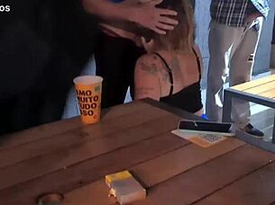 omg this wild couple turns a fast food drive thru into a hot public orgy with swingers and monster cock action 😈🍔