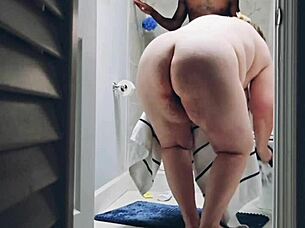 Plump Brunette Milf Takes Intense Shower and Bedroom Fucking with Creampie Finish