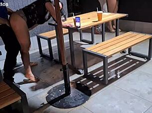 omg this wild couple turns a fast food drive thru into a hot public orgy with swingers and monster cock action 😈🍔