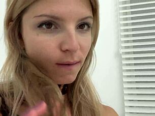 Catwoman cosplay features sexy horny amateur teen in solo webcam show with cute blonde skinny vibe