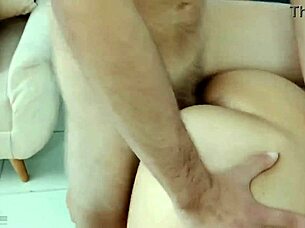 the latina milf bends over for deepthroat blowjob and gets creampie in doggystyle on bed