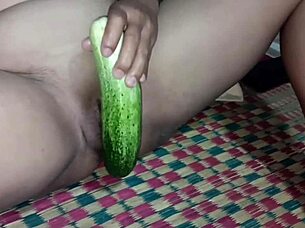 Oh God, How Does She Orgasm So Wildly By Stuffing Fruit Into Her Tight Wet Shaved Pussy?!