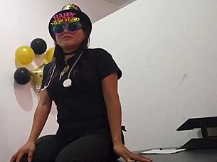 Slutty latina gets bored in office and uses butt plug for anal arousal 😈